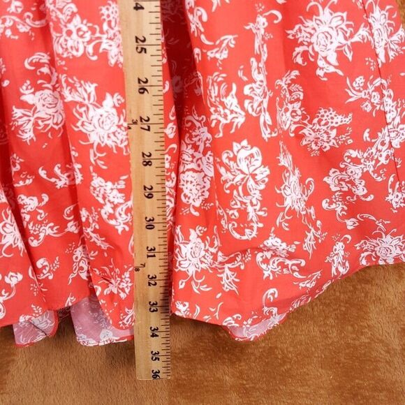 CAROLINE CONSTAS Womens Dress XS Red Pullover Fit Flare Floral Puff BARDOT Girly - Picture 9 of 11